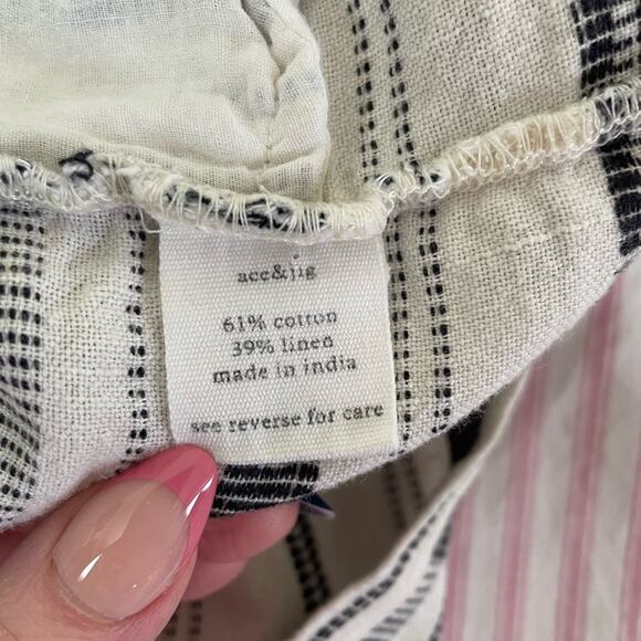 Ace & Jig  Black & White cotton linen mini dress pockets Twee buttons bateau - Picture 11 of 12